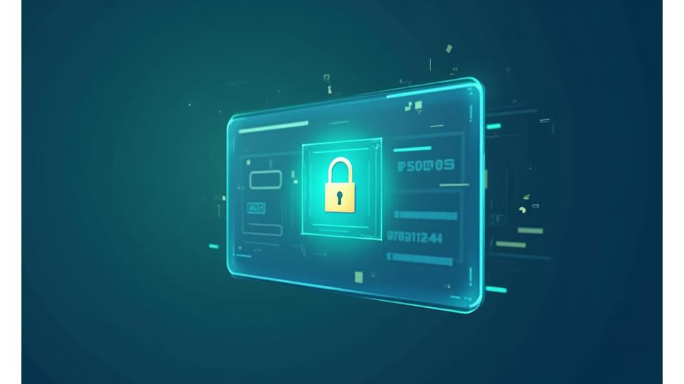 Secure digital payment interface with credit card icon and lock symbol